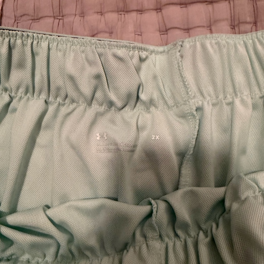 Under Armour Mint Green Women's Athletic Shorts with Gray Trim - Picture 2 of 3